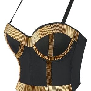 Black and Gold Bustier Top